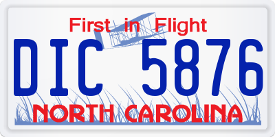 NC license plate DIC5876