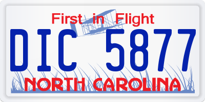 NC license plate DIC5877
