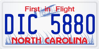 NC license plate DIC5880