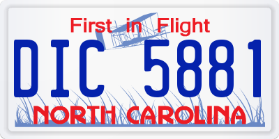 NC license plate DIC5881