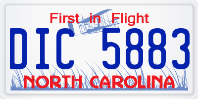 NC license plate DIC5883