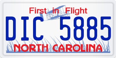 NC license plate DIC5885