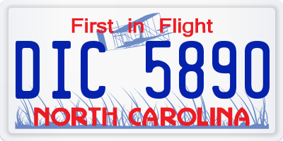 NC license plate DIC5890