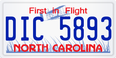 NC license plate DIC5893