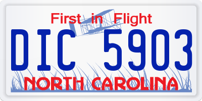 NC license plate DIC5903