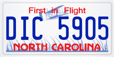 NC license plate DIC5905