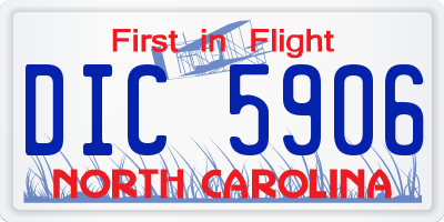 NC license plate DIC5906