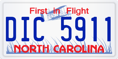 NC license plate DIC5911
