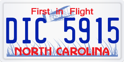 NC license plate DIC5915