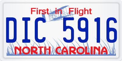 NC license plate DIC5916
