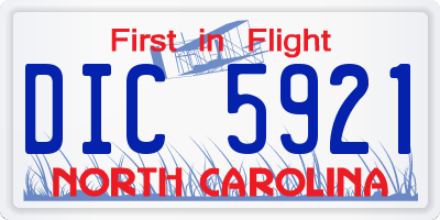 NC license plate DIC5921