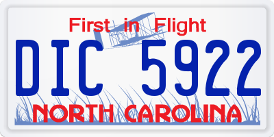 NC license plate DIC5922
