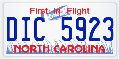 NC license plate DIC5923