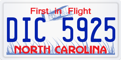NC license plate DIC5925