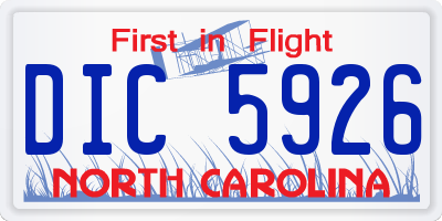 NC license plate DIC5926