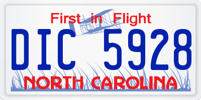 NC license plate DIC5928