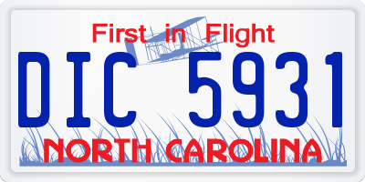 NC license plate DIC5931