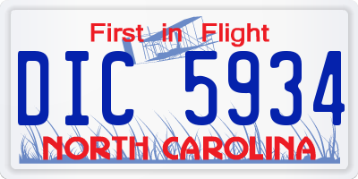 NC license plate DIC5934