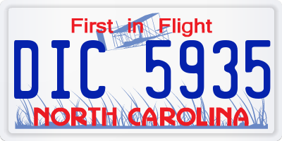 NC license plate DIC5935