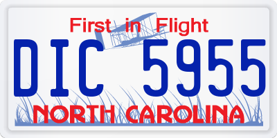 NC license plate DIC5955