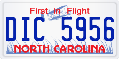 NC license plate DIC5956