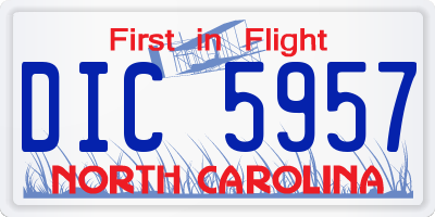 NC license plate DIC5957