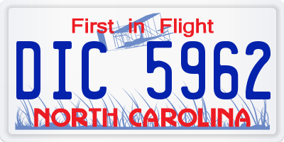 NC license plate DIC5962
