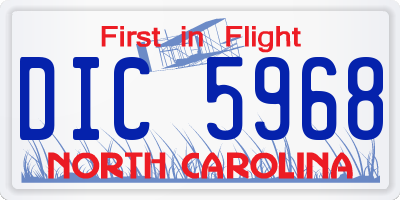 NC license plate DIC5968