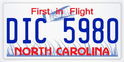 NC license plate DIC5980