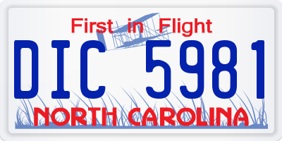 NC license plate DIC5981