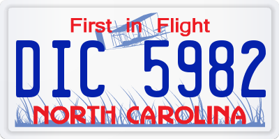 NC license plate DIC5982