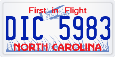 NC license plate DIC5983