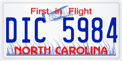 NC license plate DIC5984