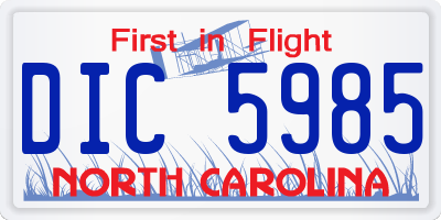 NC license plate DIC5985