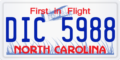 NC license plate DIC5988
