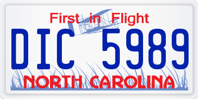 NC license plate DIC5989