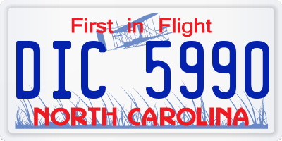 NC license plate DIC5990