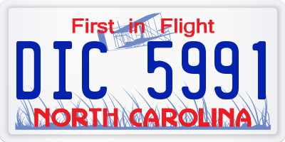 NC license plate DIC5991