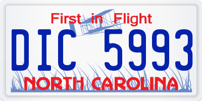 NC license plate DIC5993