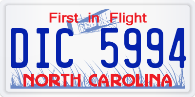NC license plate DIC5994