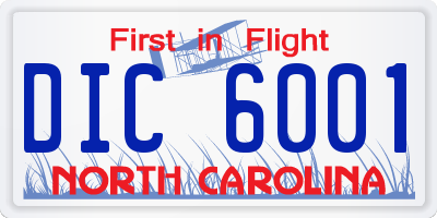 NC license plate DIC6001