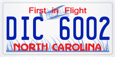 NC license plate DIC6002