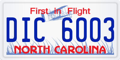 NC license plate DIC6003