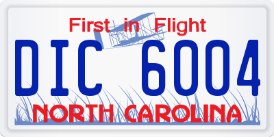 NC license plate DIC6004