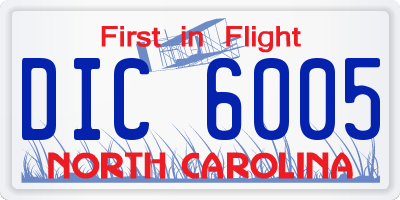 NC license plate DIC6005