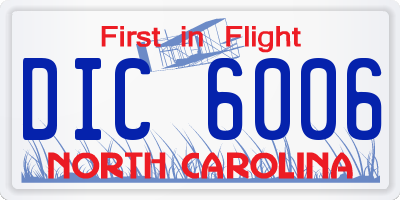NC license plate DIC6006