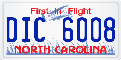NC license plate DIC6008