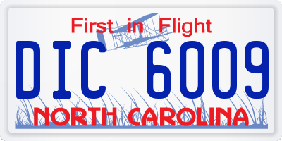NC license plate DIC6009