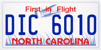 NC license plate DIC6010