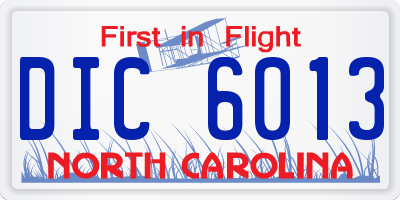 NC license plate DIC6013